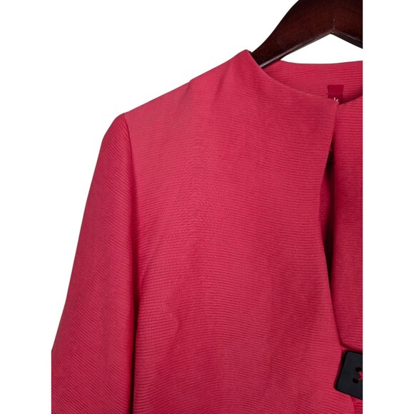 IC by Connie K Jacket XL Coral Pink Lagenlook Artsy Swing 1-Button Rayon Nylon - Picture 4 of 10